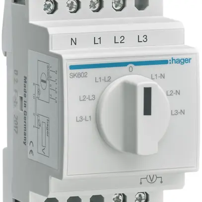 REG-Voltmeterumschalter Hager 20A 400V 0 Schliesser 0 Öffner 0 Wechsler 3TE 