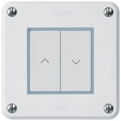 Poussoir pour stores KNX ENC Hager BA robusto C double 86×86mm blanc 