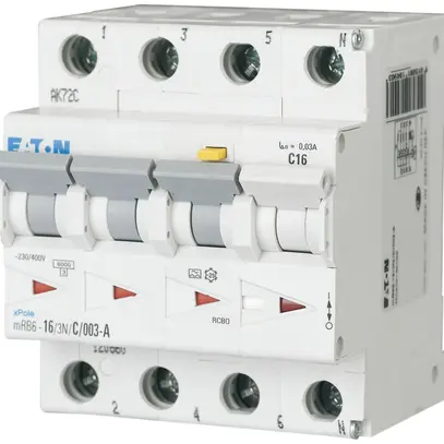 Disjoncteur différentiel D ETN 6kA 10A 3+N 100mA 