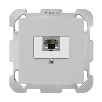 Insert pour prise de raccordement kallysto 1×RJ45s gris clair plaque de fixation 