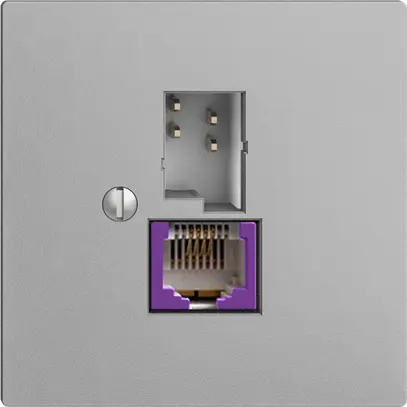 Prise T+T 6P/1×RJ45 DSL-à large bande EDIZIOdue silver 