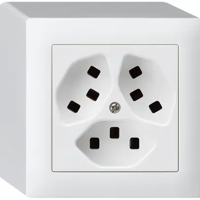 Prise AP Hager kallysto 3×T23 Q blanc ultra 