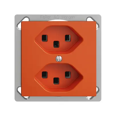 Presa INS 2×T23 16A arancione EDIZIOdue, con morsetti innest. 