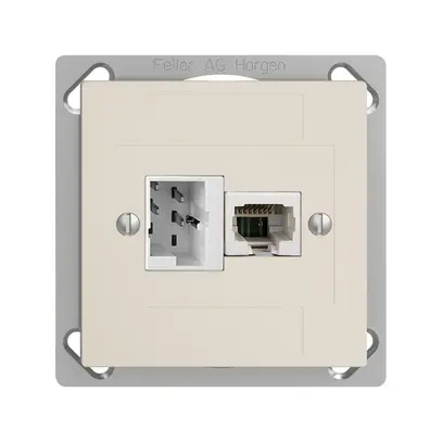 EB-Dose 1×T+T,1×RJ45/u 4P EDIZIOdue crema, ITplus ITM 