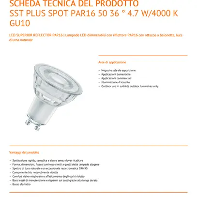 Lampada riflettore LED LEDVANCE SUPERIOR GU10 4.7W 350lm 4000K REG chiaro 36° 