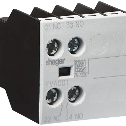 Contact auxiliaire Hager 1F+1O pour EV007-10-EV038-10, EVN022-EVN045, EVL014-027 