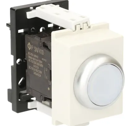 Pulsante luminoso AMD K&N, 230VAC, 1Ch/1R 6A, 2UM, calotta bianco 