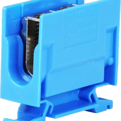 Borne de dérivation Woertz 16…35mm² 125A 750V vis 2×1 rail DIN 35mm bleu 