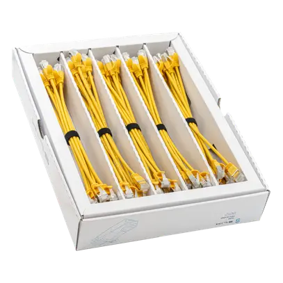 SLIM Câbles patch: 25cm, jaune, 50-Pack Cat.6A, U/FTP, LSOH, jack non sécable 