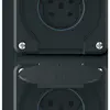 Combinazione AP robusto 2×1, 2×presa T25 IP55 nero 