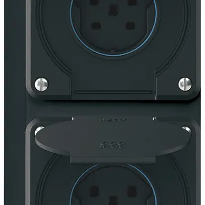 Combinazione AP robusto 2×1, 2×presa T25 IP55 nero 