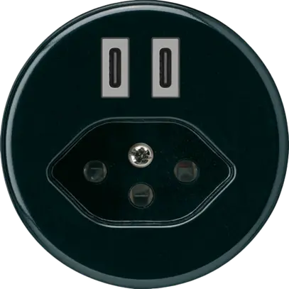 Presa di carica USB Hager basico C-C 20W+T13 5V nero 