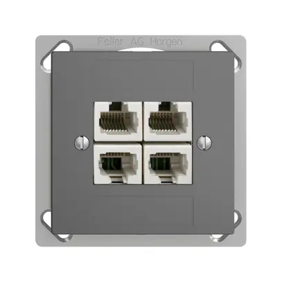 Presa INS 4×RJ45/u 4P sep.EDIZIOdue grigio scuro ITplus 