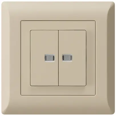 Pulsante luminoso INC kallysto.line 2×AR/1P con 2 lenti beige 