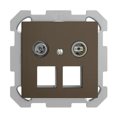 Prise multimédia 19dB ENC Edue FM, prise d.passage, pour 2×RJ45 Keystone, coffee 