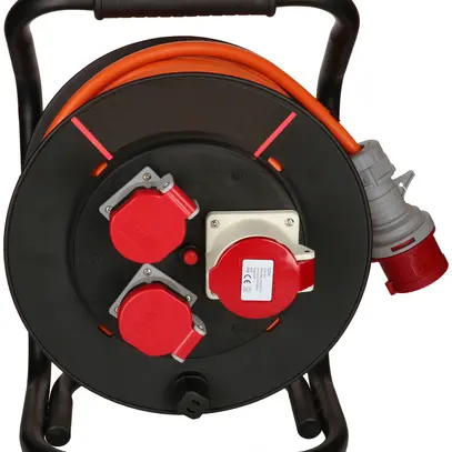 Avvolgicavo MAX HAURI materia sint.400V 16A 2×T25+1×CEE16 30m 5×1.5mm² IP44 nero 