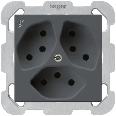 Presa INC kallysto 3×T13/1S antracite con piastra di fissaggio 