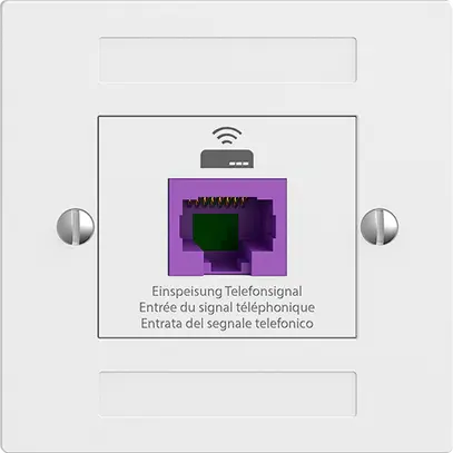 Rückführungsdose EDIZIOdue F 1×RJ45 f.Swisscom VoIP, 8 polig, UTP, weiss 