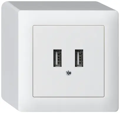 AP-USB-Ladesteckdose Hager kallysto 240V 2400mA weiss 