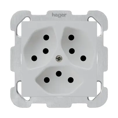 Presa INC kallysto 3×T13 grigio chiaro con piastra di fissaggio 