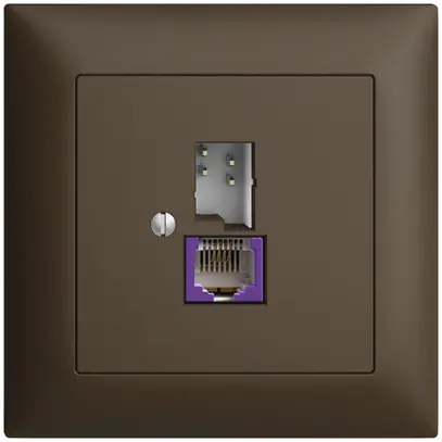 Prise de raccordement INC T+T 6P/1×RJ45 DSL-à large bande EDIZIOdue coffee 