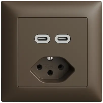 Presa INC USB 2×tipo C + tipo 13 Feller EDIZIOdue FMI 230V 3000mA coffee 