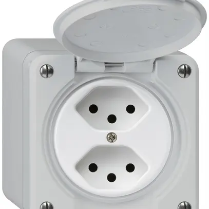 Prise AP robusto 2×type 13 gris 