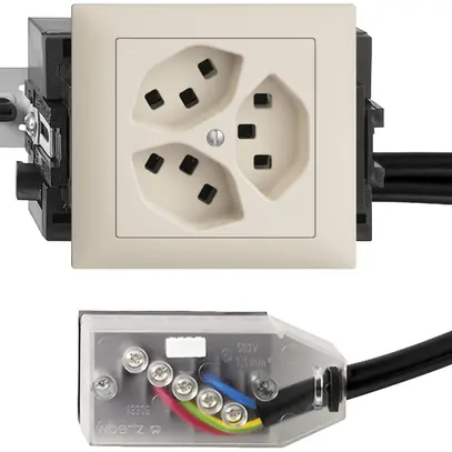 Presa INS 3×T23 16A crema, 53mm L1 EDIZIOdue per Technofil 