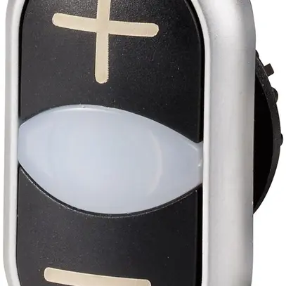 Pulsante doppio ETN RMQ piatto +/- nero, anello cromato 