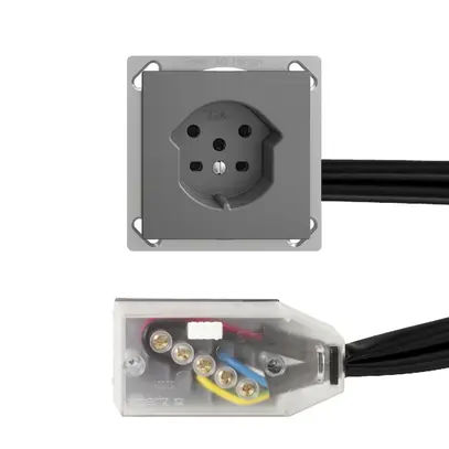 Presa INS EDIZIOdue T15 grigio scuro, per cavo piatto Technofil 