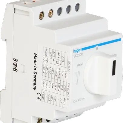 Interruttore rotativo AMD Hager 20A 400V 0Ch 0R 1 invertitore 3UM Hand-0-Auto 