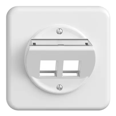 Kit montaggio ENC Sdue, con cappa di uscita obliqua p.2×Keystone bianco 