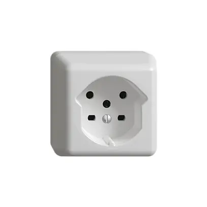 Prise AP FH T15 blanc, avec bornes enf. 