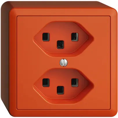 Prise AP 2×T23 16A EDIZIOdue orange, avec bornes enfichables 