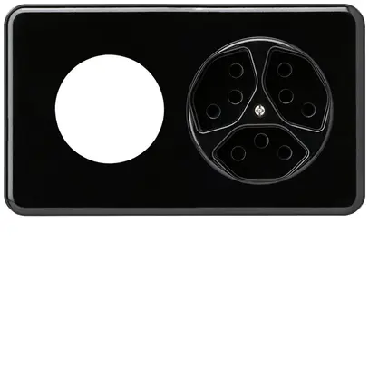 Combinazione INC Hager basico I-I orizzontale Ø43mm+tipo 13 nero 