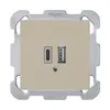 Presa di carica USB INC kallysto 18W PD 1×tipo A 1×tipo C c.placca fiss. beige 