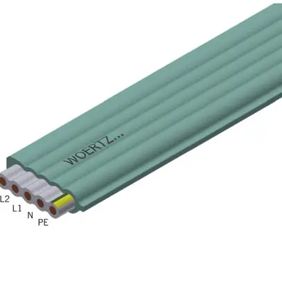 Cavo piatto Woertz Power 5×2.5mm² senza alogeni verde B2ca Una lunghezza