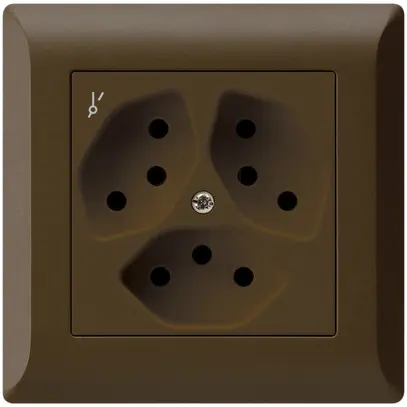 Prise ENC kallysto.line 3×T13/1 brun avec sécurité enfants 