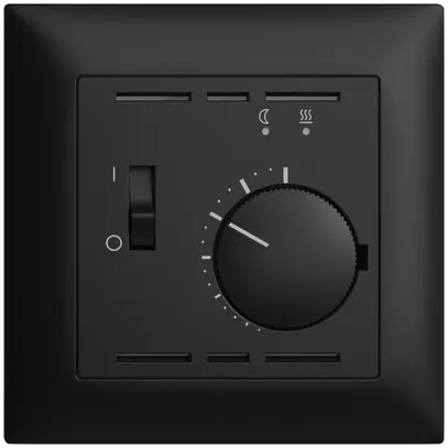 Frontset EDIZIOdue schwarz, 88×88mm für Raumthermost. mit Fühler 