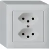 Prise AP kallysto 2×T13 gris clair avec sécurité enfants 