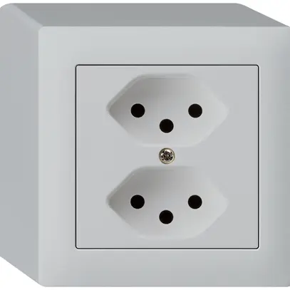 Prise AP kallysto 2×T13 gris clair avec sécurité enfants 