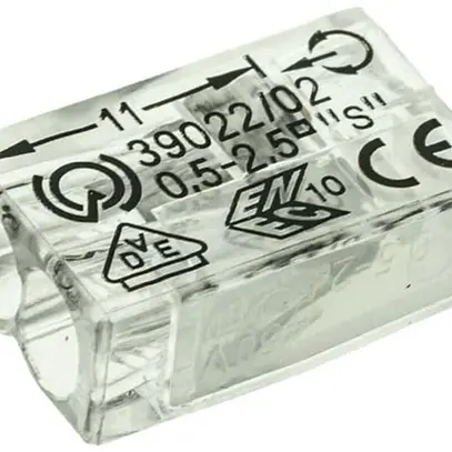 Borne de connexion Woertz 2P 0.5…2.5mm² blanc transparent 