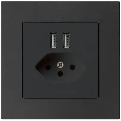 Prise ENC 2×USB & T13 kallysto.pro 2400mA noir 