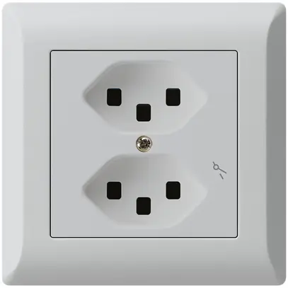 Prise ENC Hager kallysto.line 2×T23 1×S C gris clair 