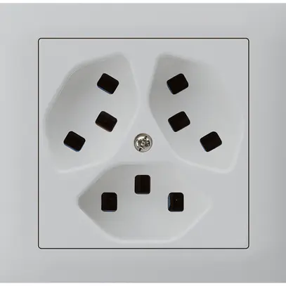 Presa INS kallysto 3×T23 montaggio T scatola INS G3 telaio innesto grigio chiaro 