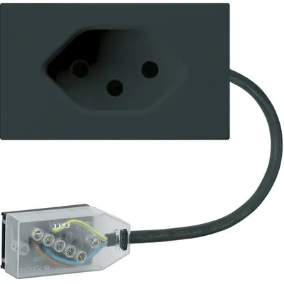 Prise INC 1×type 13 Hager FLF pour câble plat Technofil L2 noir 