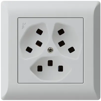 Prise ENC Hager kallysto.line 3×T23 1×S C gris clair 