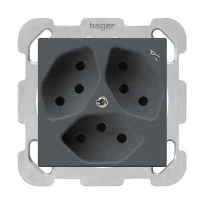 Prise ENC kallysto 3×T13 an a. sécurité enfants avec plaque de fixation 