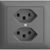 Presa INS 2×T23 16A EDIZIOdue grigio scuro, con morsetti innest. 