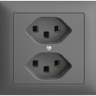 Presa INS 2×T23 16A EDIZIOdue grigio scuro, con morsetti innest. 